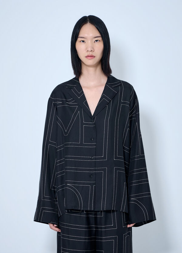 Toteme Monogram Silk Pj Shirt Black tot0265078